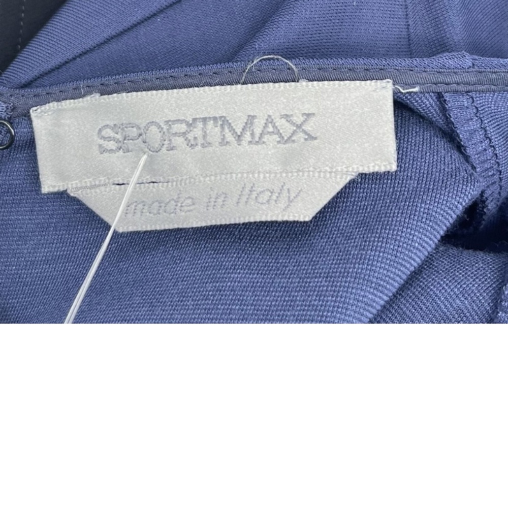 Sportmax ALTERED Navy 3/4 Sleeve Leather-Buckle Accent Midi Dress sz M - Picture 4 of 5